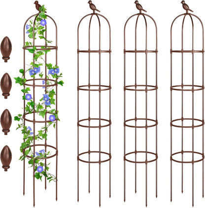 6 ft Garden Obelisk Trellis, Heavy Duty Plant Supports, Green