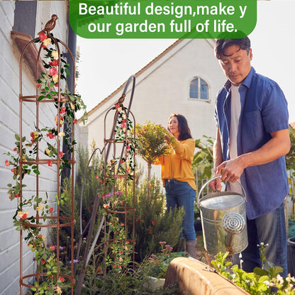 6 ft Garden Obelisk Trellis, Heavy Duty Plant Supports, Green