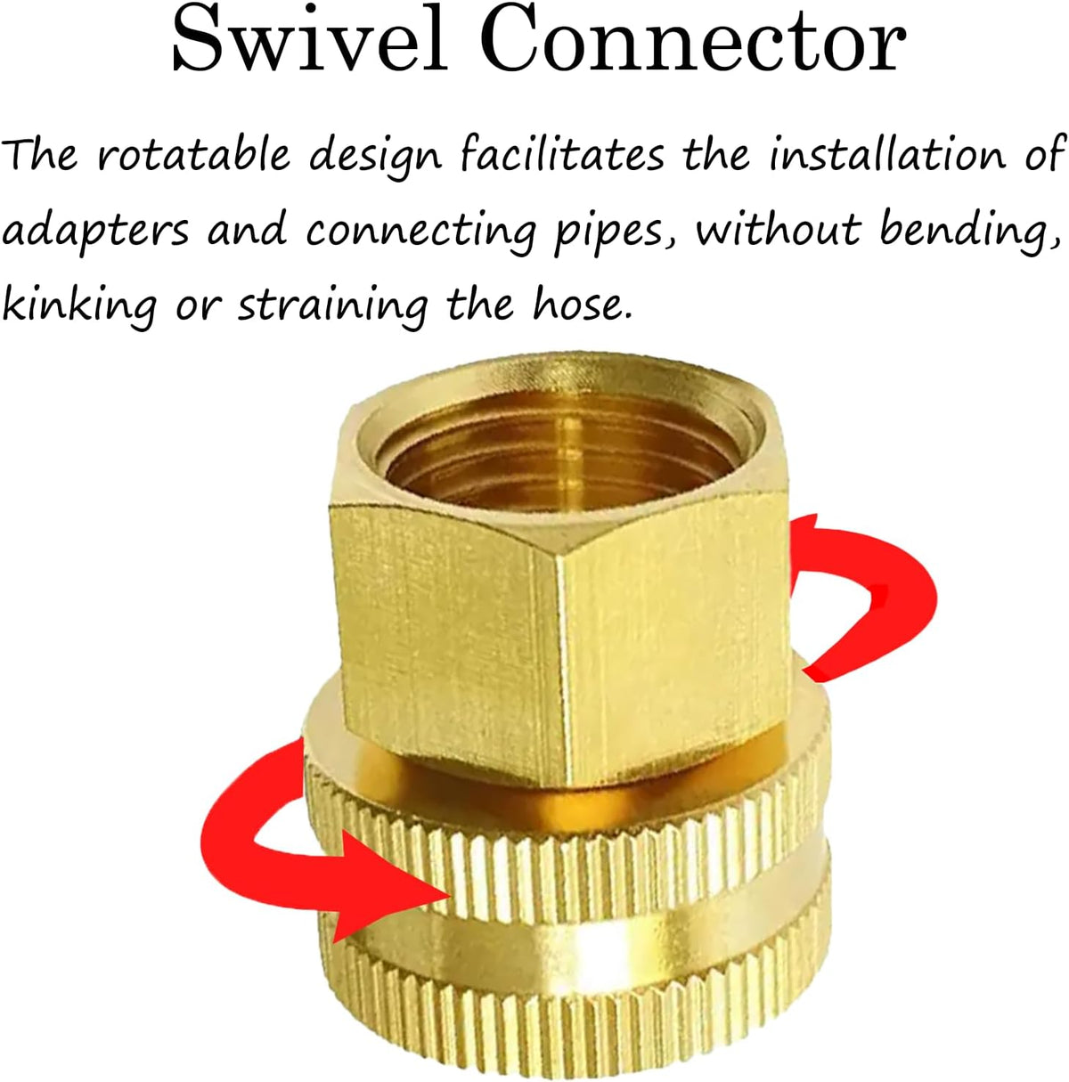 Solid Brass Garden Hose Fittings Connectors Adapter Heavy Duty Brass Repair Female to Double Female Faucet Leader Coupler Dual Water Hose Connector(3/4" GHT) 2 Pcs