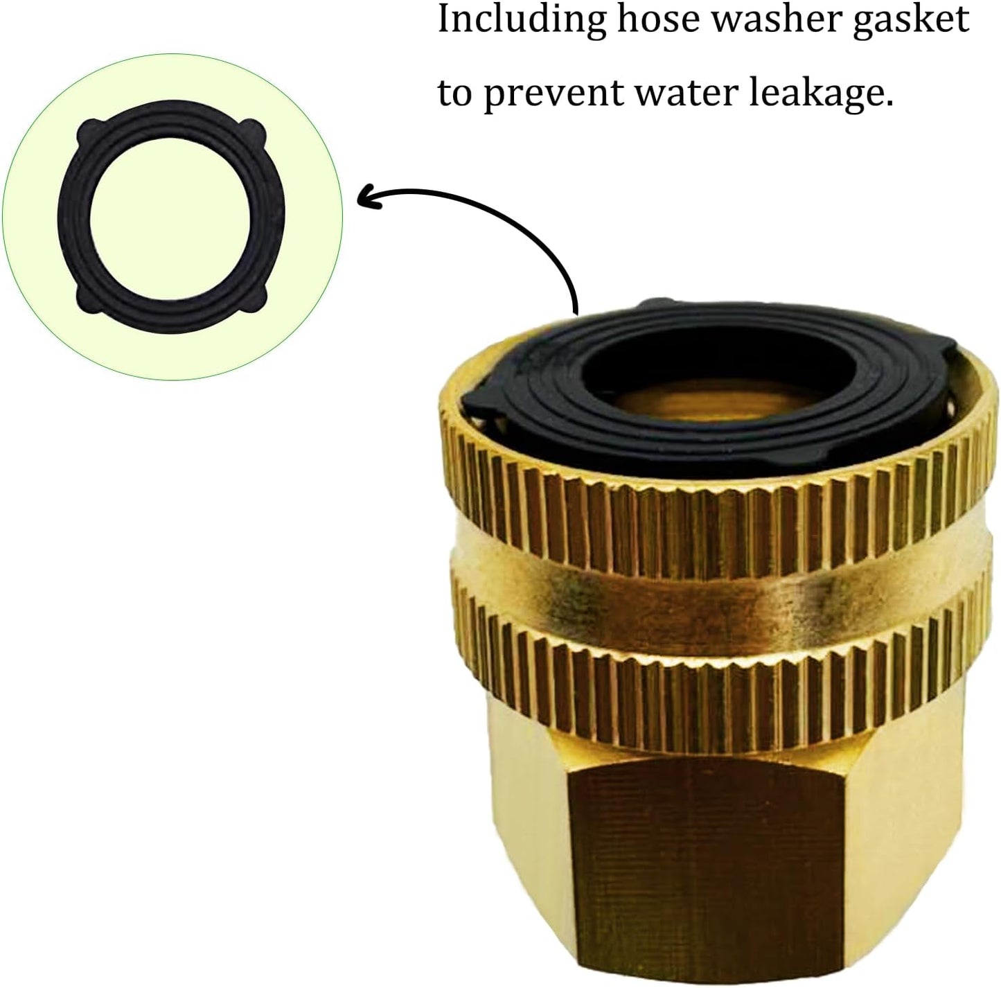 Solid Brass Garden Hose Fittings Connectors Adapter Heavy Duty Brass Repair Female to Double Female Faucet Leader Coupler Dual Water Hose Connector(3/4" GHT) 2 Pcs