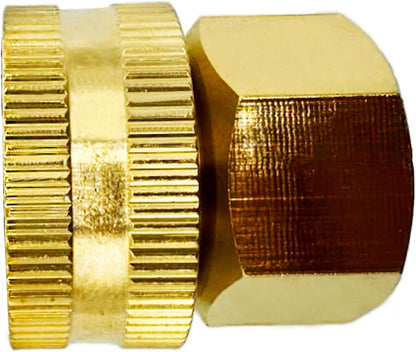 Solid Brass Garden Hose Fittings Connectors Adapter Heavy Duty Brass Repair Female to Double Female Faucet Leader Coupler Dual Water Hose Connector(3/4" GHT) 2 Pcs
