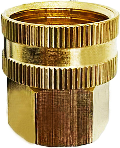 Solid Brass Garden Hose Fittings Connectors Adapter Heavy Duty Brass Repair Female to Double Female Faucet Leader Coupler Dual Water Hose Connector(3/4" GHT) 2 Pcs