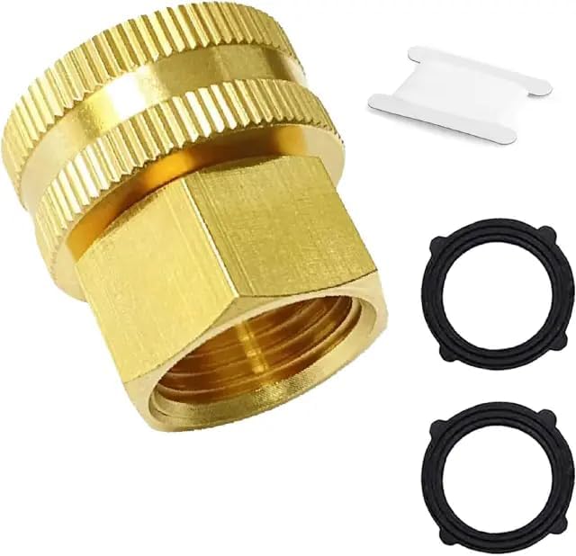 Solid Brass Garden Hose Fittings Connectors Adapter Heavy Duty Brass Repair Female to Double Female Faucet Leader Coupler Dual Water Hose Connector(3/4" GHT) 2 Pcs