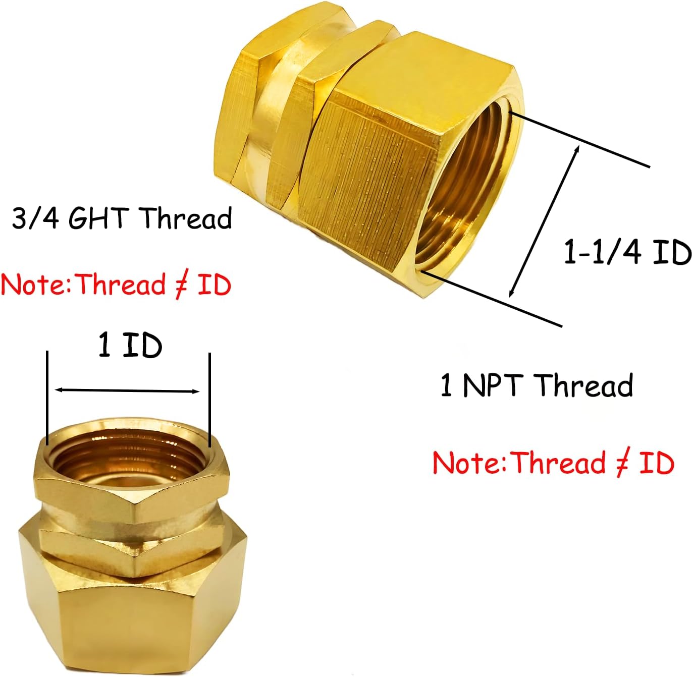 Solid Brass Garden Hose Fittings Connectors Adapter Heavy Duty Brass Repair Female to Double Female Faucet Leader Coupler Dual Water Hose Connector(3/4" GHT) 2 Pcs