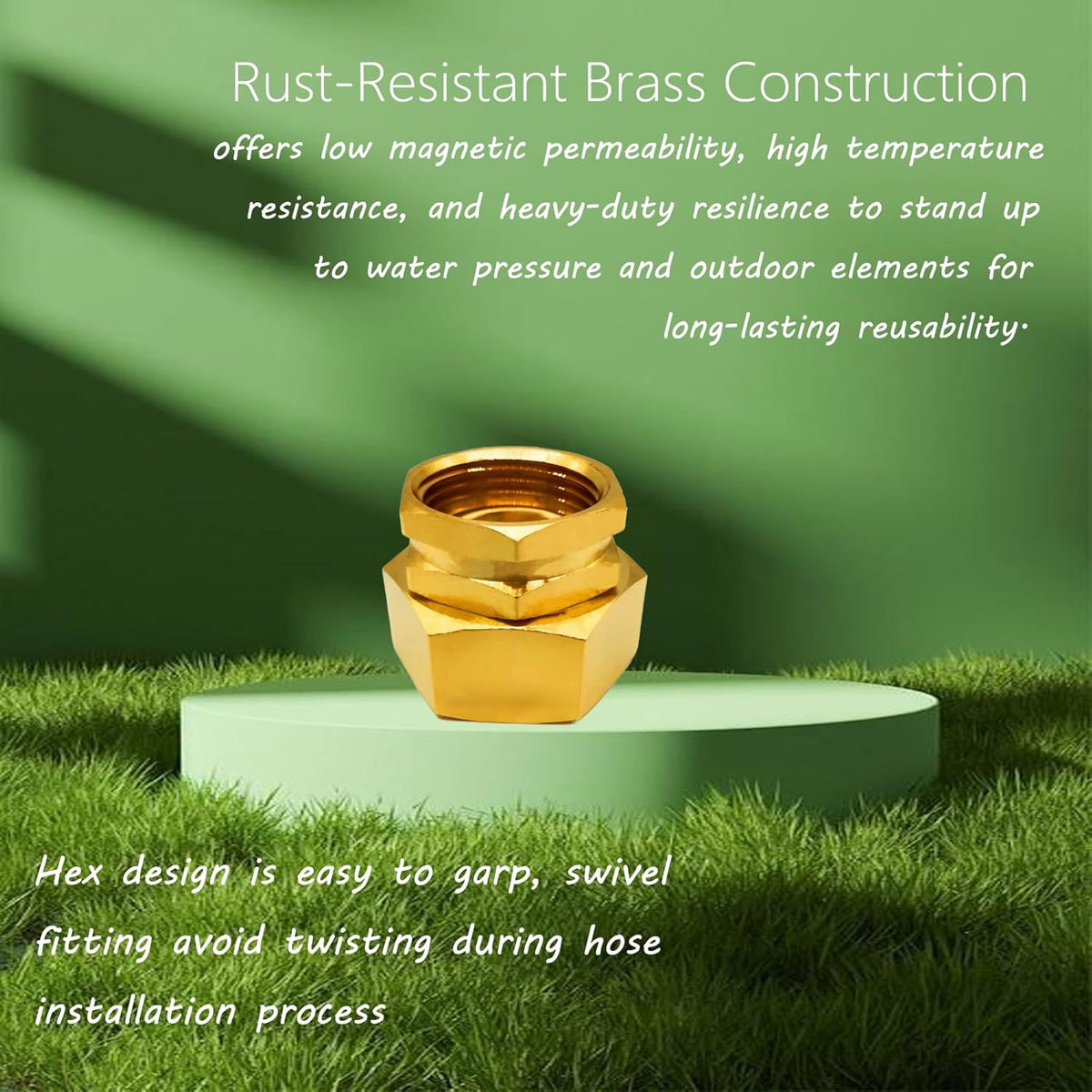 Solid Brass Garden Hose Fittings Connectors Adapter Heavy Duty Brass Repair Female to Double Female Faucet Leader Coupler Dual Water Hose Connector(3/4" GHT) 2 Pcs