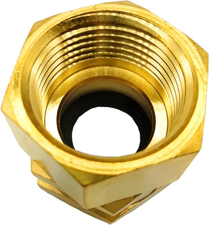 Solid Brass Garden Hose Fittings Connectors Adapter Heavy Duty Brass Repair Female to Double Female Faucet Leader Coupler Dual Water Hose Connector(3/4" GHT) 2 Pcs