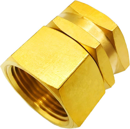 Solid Brass Garden Hose Fittings Connectors Adapter Heavy Duty Brass Repair Female to Double Female Faucet Leader Coupler Dual Water Hose Connector(3/4" GHT) 2 Pcs