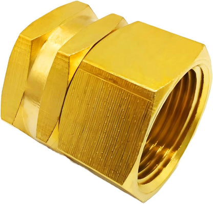 Solid Brass Garden Hose Fittings Connectors Adapter Heavy Duty Brass Repair Female to Double Female Faucet Leader Coupler Dual Water Hose Connector(3/4" GHT) 2 Pcs