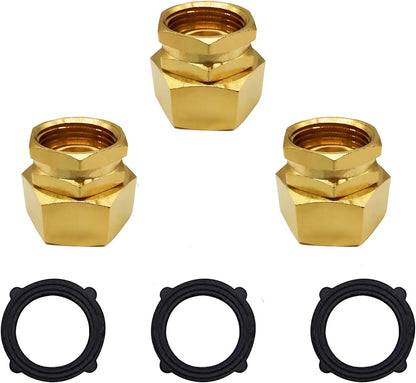 Solid Brass Garden Hose Fittings Connectors Adapter Heavy Duty Brass Repair Female to Double Female Faucet Leader Coupler Dual Water Hose Connector(3/4" GHT) 2 Pcs