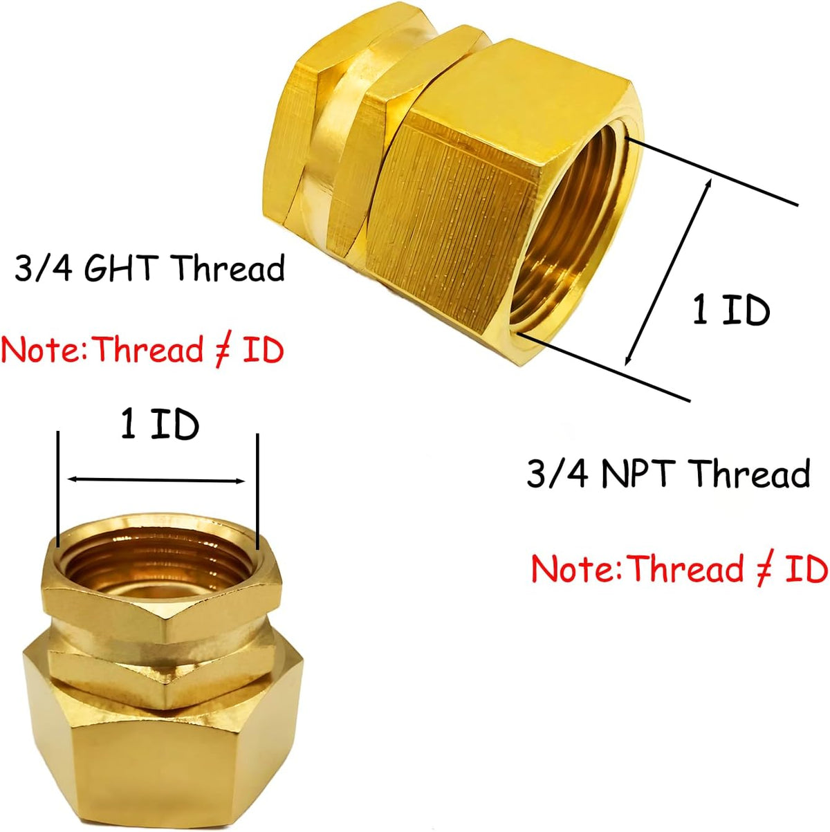 Solid Brass Garden Hose Fittings Connectors Adapter Heavy Duty Brass Repair Female to Double Female Faucet Leader Coupler Dual Water Hose Connector(3/4" GHT) 2 Pcs