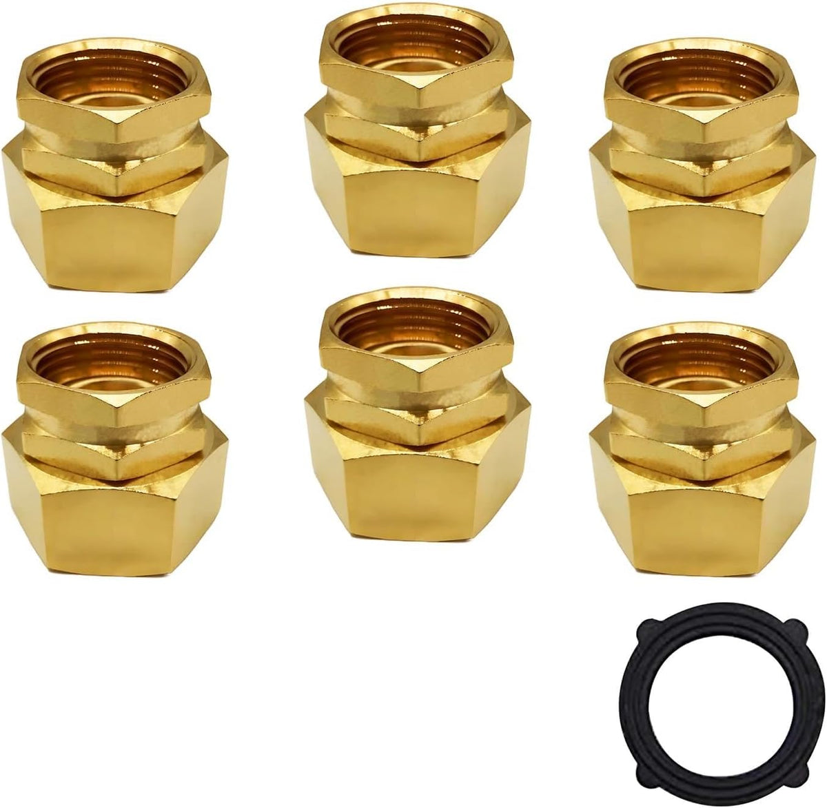 Solid Brass Garden Hose Fittings Connectors Adapter Heavy Duty Brass Repair Female to Double Female Faucet Leader Coupler Dual Water Hose Connector(3/4" GHT) 2 Pcs