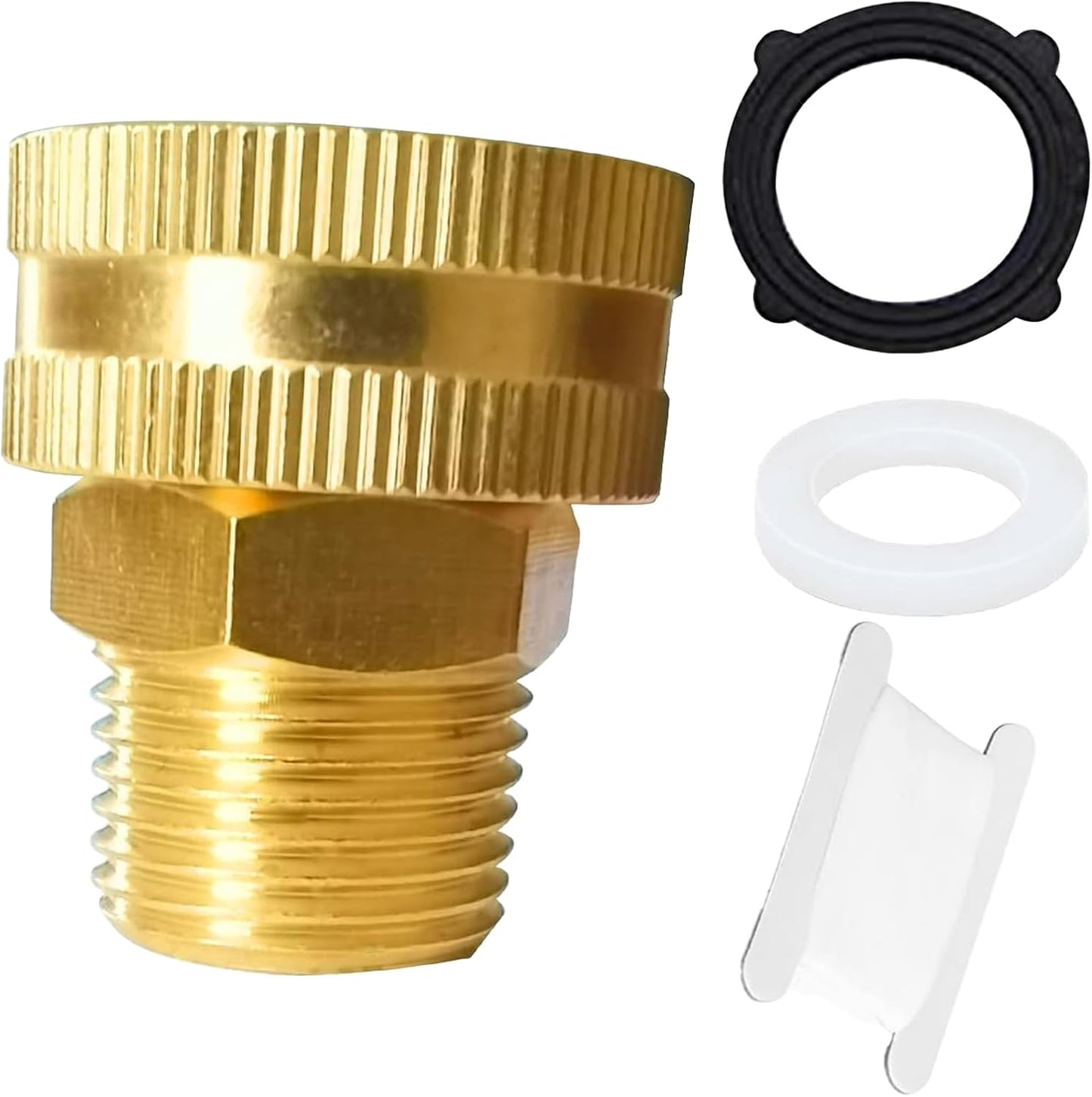 Solid Brass Garden Hose Fittings Connectors Adapter Heavy Duty Brass Repair Female to Double Female Faucet Leader Coupler Dual Water Hose Connector(3/4" GHT) 2 Pcs