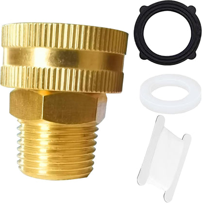 Solid Brass Garden Hose Fittings Connectors Adapter Heavy Duty Brass Repair Female to Double Female Faucet Leader Coupler Dual Water Hose Connector(3/4" GHT) 2 Pcs