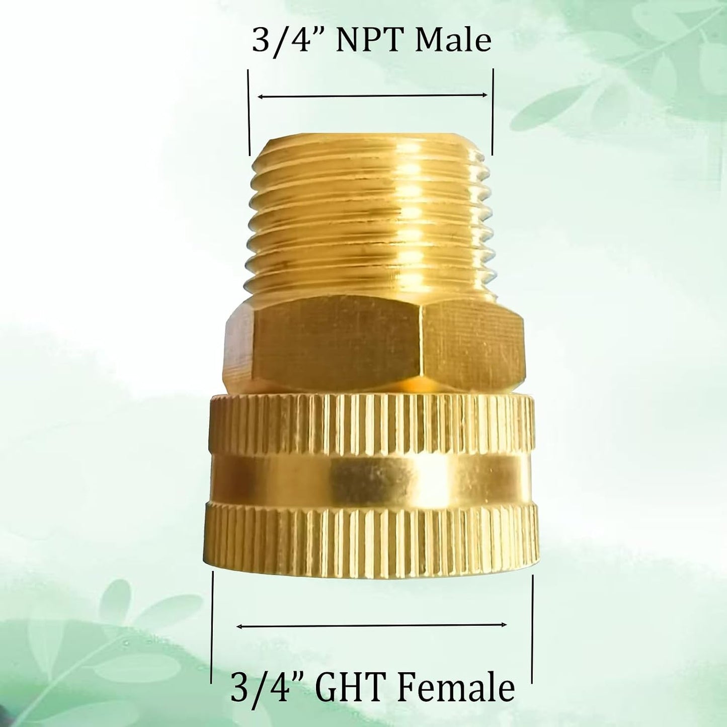 Solid Brass Garden Hose Fittings Connectors Adapter Heavy Duty Brass Repair Female to Double Female Faucet Leader Coupler Dual Water Hose Connector(3/4" GHT) 2 Pcs