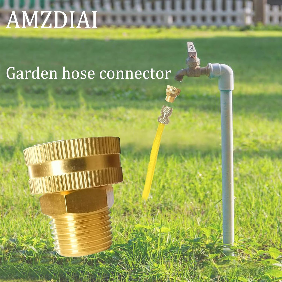 Solid Brass Garden Hose Fittings Connectors Adapter Heavy Duty Brass Repair Female to Double Female Faucet Leader Coupler Dual Water Hose Connector(3/4" GHT) 2 Pcs