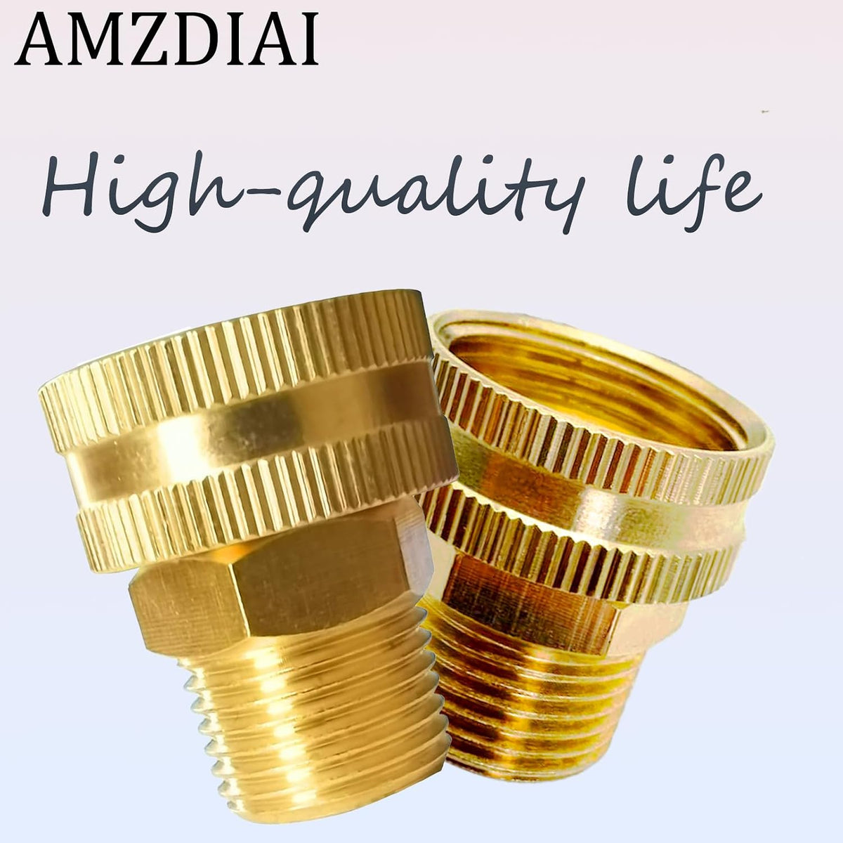 Solid Brass Garden Hose Fittings Connectors Adapter Heavy Duty Brass Repair Female to Double Female Faucet Leader Coupler Dual Water Hose Connector(3/4" GHT) 2 Pcs