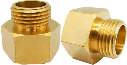 Solid Brass Garden Hose Fittings Connectors Adapter Heavy Duty Brass Repair Female to Double Female Faucet Leader Coupler Dual Water Hose Connector(3/4" GHT) 2 Pcs