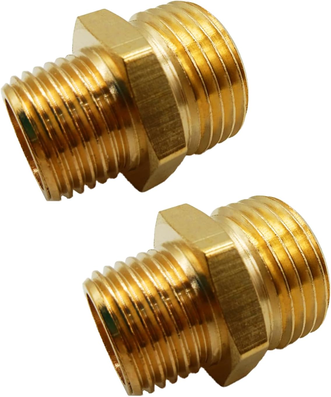 Solid Brass Garden Hose Fittings Connectors Adapter Heavy Duty Brass Repair Female to Double Female Faucet Leader Coupler Dual Water Hose Connector(3/4" GHT) 2 Pcs