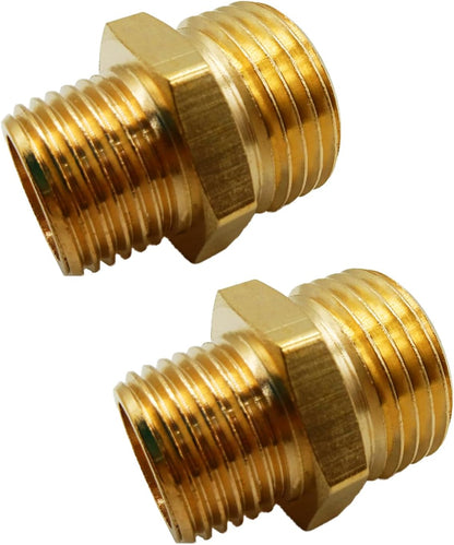 Solid Brass Garden Hose Fittings Connectors Adapter Heavy Duty Brass Repair Female to Double Female Faucet Leader Coupler Dual Water Hose Connector(3/4" GHT) 2 Pcs
