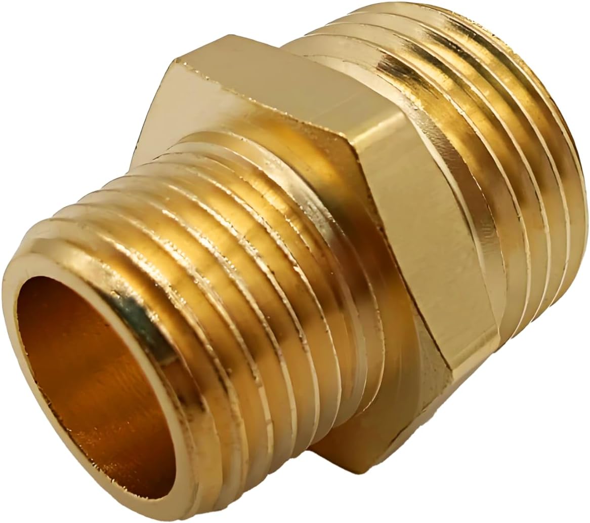 Solid Brass Garden Hose Fittings Connectors Adapter Heavy Duty Brass Repair Female to Double Female Faucet Leader Coupler Dual Water Hose Connector(3/4" GHT) 2 Pcs