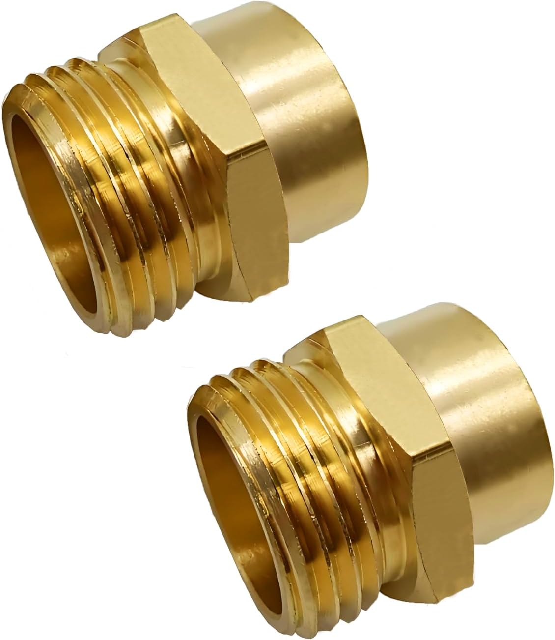 Solid Brass Garden Hose Fittings Connectors Adapter Heavy Duty Brass Repair Female to Double Female Faucet Leader Coupler Dual Water Hose Connector(3/4" GHT) 2 Pcs
