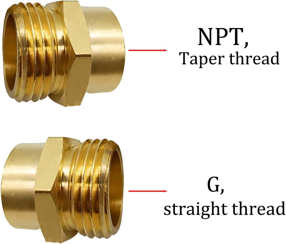 Solid Brass Garden Hose Fittings Connectors Adapter Heavy Duty Brass Repair Female to Double Female Faucet Leader Coupler Dual Water Hose Connector(3/4" GHT) 2 Pcs