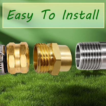 Solid Brass Garden Hose Fittings Connectors Adapter Heavy Duty Brass Repair Female to Double Female Faucet Leader Coupler Dual Water Hose Connector(3/4" GHT) 2 Pcs