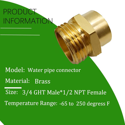 Solid Brass Garden Hose Fittings Connectors Adapter Heavy Duty Brass Repair Female to Double Female Faucet Leader Coupler Dual Water Hose Connector(3/4" GHT) 2 Pcs