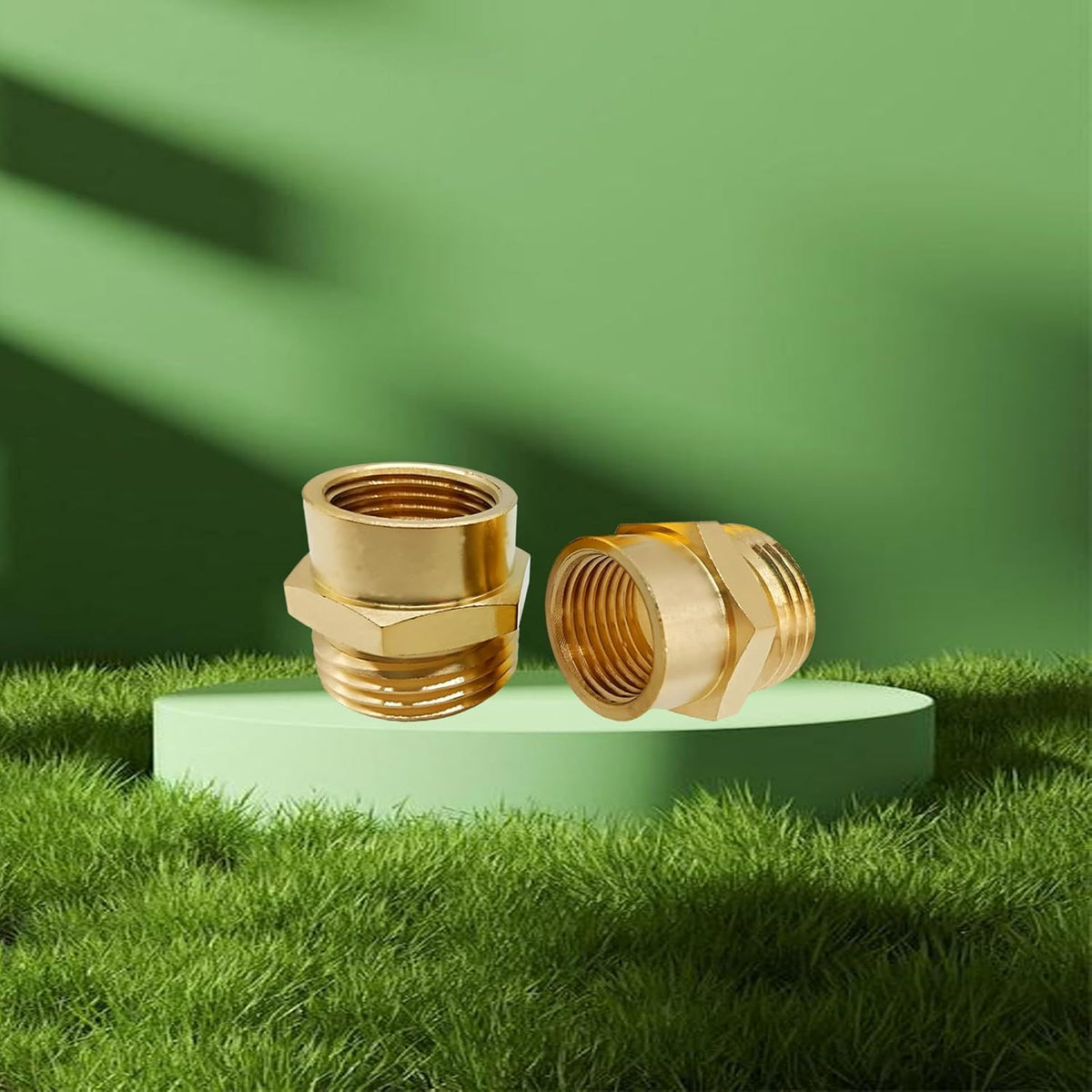 Solid Brass Garden Hose Fittings Connectors Adapter Heavy Duty Brass Repair Female to Double Female Faucet Leader Coupler Dual Water Hose Connector(3/4" GHT) 2 Pcs