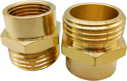 Solid Brass Garden Hose Fittings Connectors Adapter Heavy Duty Brass Repair Female to Double Female Faucet Leader Coupler Dual Water Hose Connector(3/4" GHT) 2 Pcs