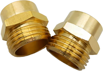 Solid Brass Garden Hose Fittings Connectors Adapter Heavy Duty Brass Repair Female to Double Female Faucet Leader Coupler Dual Water Hose Connector(3/4" GHT) 2 Pcs