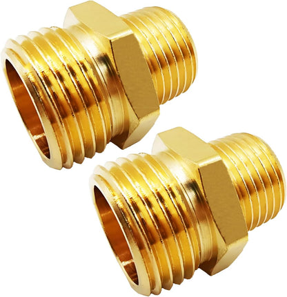 Solid Brass Garden Hose Fittings Connectors Adapter Heavy Duty Brass Repair Female to Double Female Faucet Leader Coupler Dual Water Hose Connector(3/4" GHT) 2 Pcs