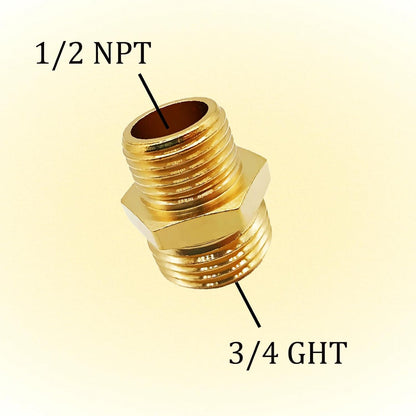 Solid Brass Garden Hose Fittings Connectors Adapter Heavy Duty Brass Repair Female to Double Female Faucet Leader Coupler Dual Water Hose Connector(3/4" GHT) 2 Pcs