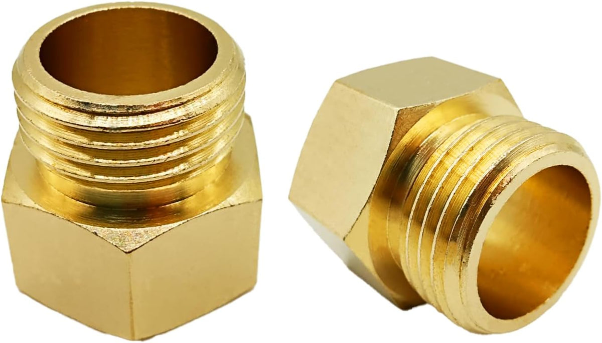 Solid Brass Garden Hose Fittings Connectors Adapter Heavy Duty Brass Repair Female to Double Female Faucet Leader Coupler Dual Water Hose Connector(3/4" GHT) 2 Pcs