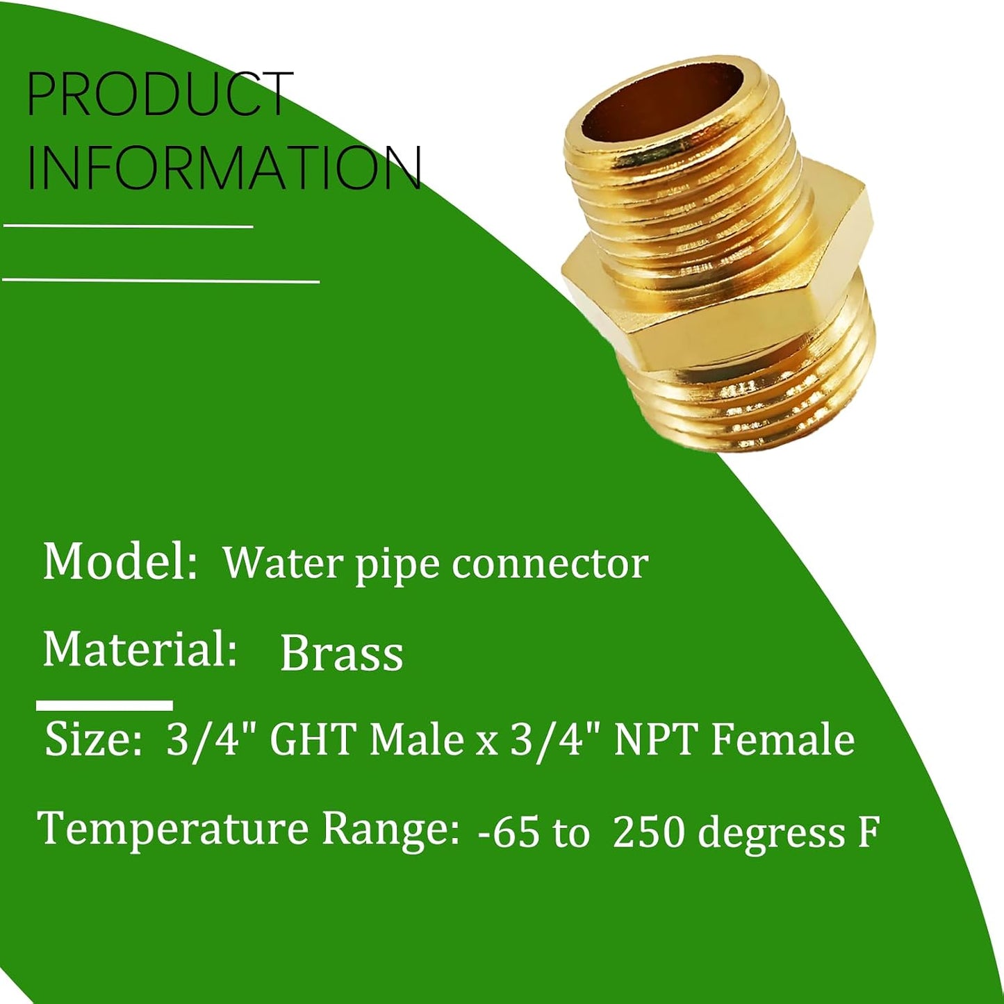Solid Brass Garden Hose Fittings Connectors Adapter Heavy Duty Brass Repair Female to Double Female Faucet Leader Coupler Dual Water Hose Connector(3/4" GHT) 2 Pcs