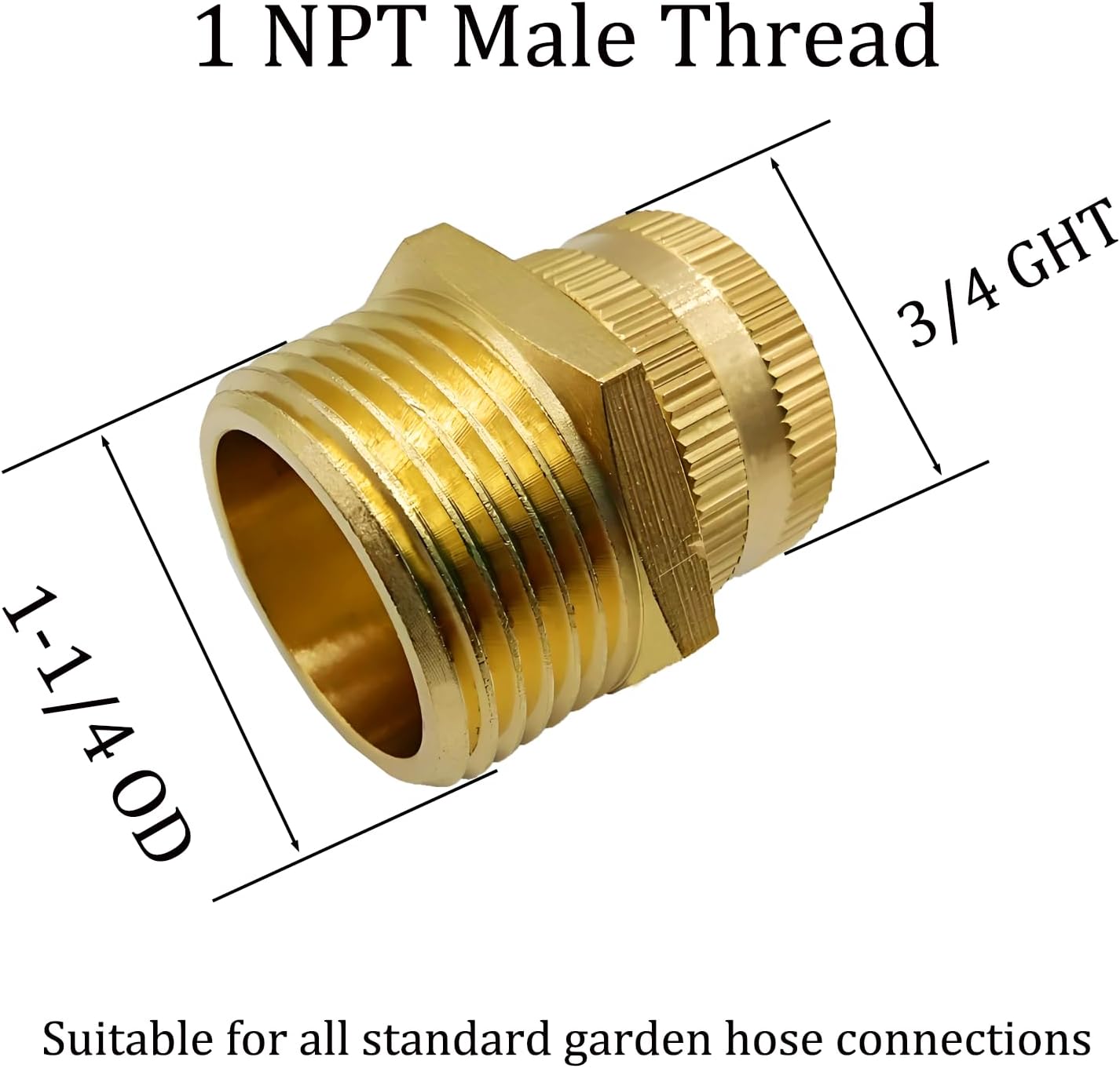 Solid Brass Garden Hose Fittings Connectors Adapter Heavy Duty Brass Repair Female to Double Female Faucet Leader Coupler Dual Water Hose Connector(3/4" GHT) 2 Pcs
