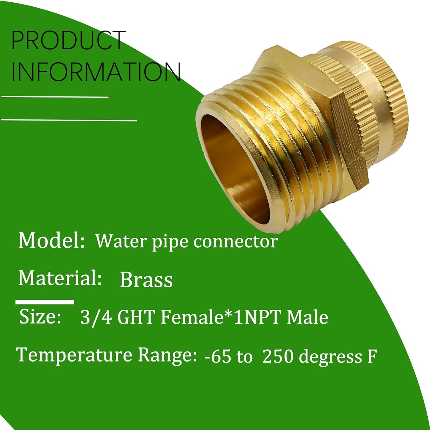 Solid Brass Garden Hose Fittings Connectors Adapter Heavy Duty Brass Repair Female to Double Female Faucet Leader Coupler Dual Water Hose Connector(3/4" GHT) 2 Pcs