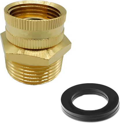 Solid Brass Garden Hose Fittings Connectors Adapter Heavy Duty Brass Repair Female to Double Female Faucet Leader Coupler Dual Water Hose Connector(3/4" GHT) 2 Pcs