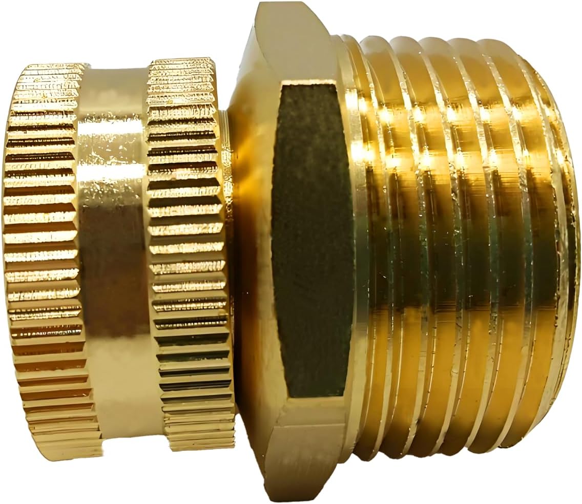 Solid Brass Garden Hose Fittings Connectors Adapter Heavy Duty Brass Repair Female to Double Female Faucet Leader Coupler Dual Water Hose Connector(3/4" GHT) 2 Pcs