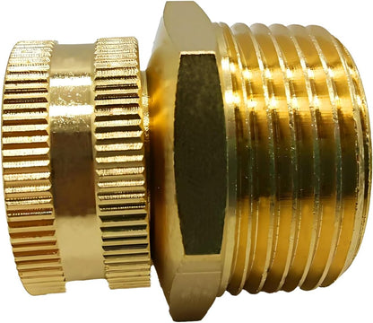 Solid Brass Garden Hose Fittings Connectors Adapter Heavy Duty Brass Repair Female to Double Female Faucet Leader Coupler Dual Water Hose Connector(3/4" GHT) 2 Pcs