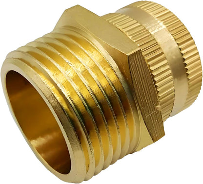 Solid Brass Garden Hose Fittings Connectors Adapter Heavy Duty Brass Repair Female to Double Female Faucet Leader Coupler Dual Water Hose Connector(3/4" GHT) 2 Pcs