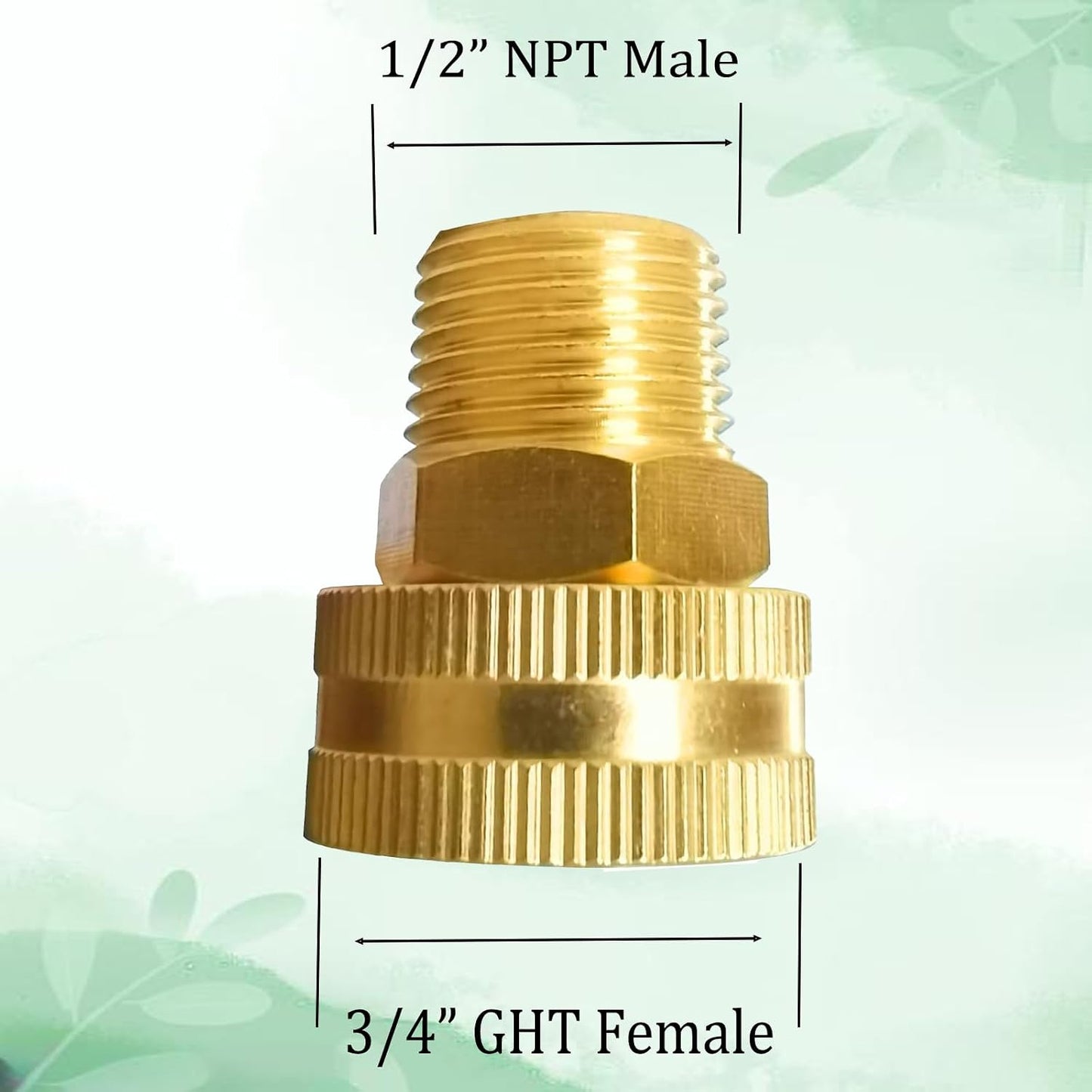 Solid Brass Garden Hose Fittings Connectors Adapter Heavy Duty Brass Repair Female to Double Female Faucet Leader Coupler Dual Water Hose Connector(3/4" GHT) 2 Pcs