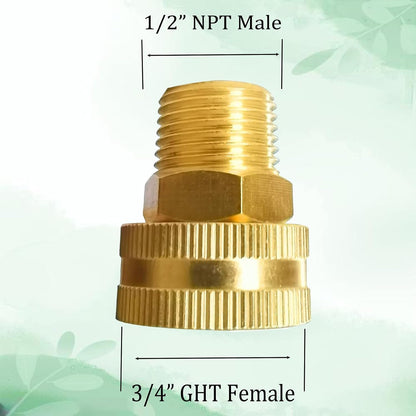 Solid Brass Garden Hose Fittings Connectors Adapter Heavy Duty Brass Repair Female to Double Female Faucet Leader Coupler Dual Water Hose Connector(3/4" GHT) 2 Pcs