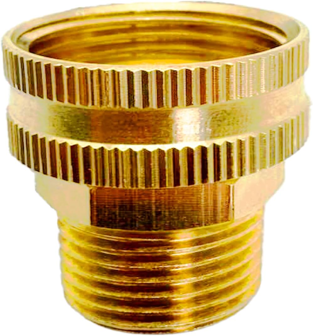 Solid Brass Garden Hose Fittings Connectors Adapter Heavy Duty Brass Repair Female to Double Female Faucet Leader Coupler Dual Water Hose Connector(3/4" GHT) 2 Pcs