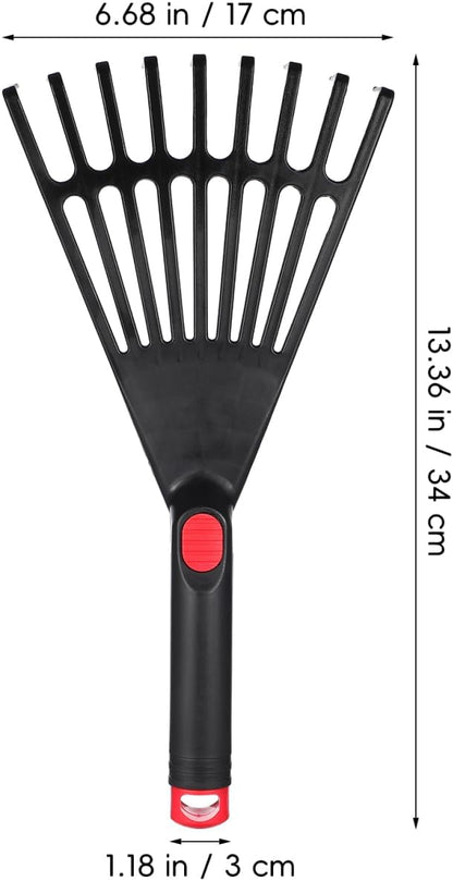 2-Pack Small Hand Rakes - Lightweight Plastic Garden Rakes for Raised Garden Bed, Leaves, Lawns & Tight Spaces, Easy-Grip Ergonomic Handle (No Rust/Bend)