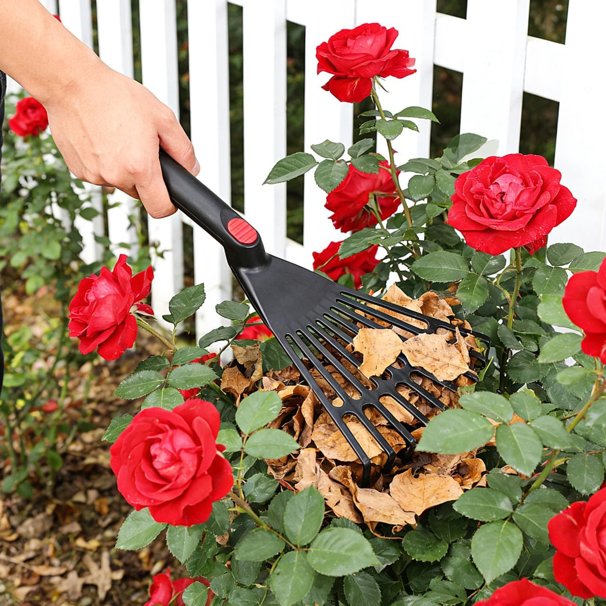 2-Pack Small Hand Rakes - Lightweight Plastic Garden Rakes for Raised Garden Bed, Leaves, Lawns & Tight Spaces, Easy-Grip Ergonomic Handle (No Rust/Bend)