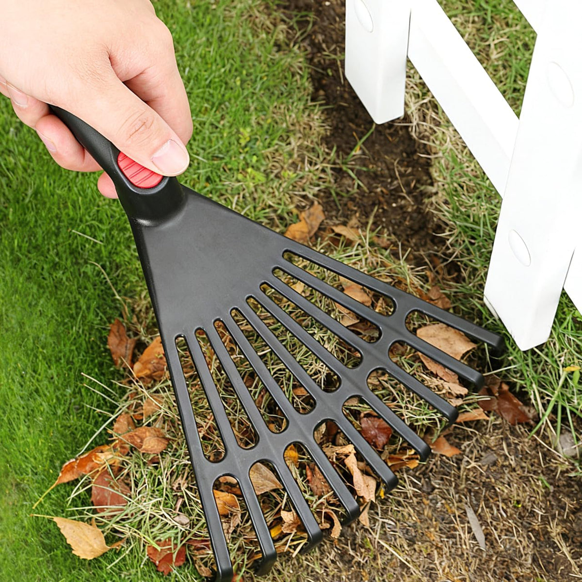2-Pack Small Hand Rakes - Lightweight Plastic Garden Rakes for Raised Garden Bed, Leaves, Lawns & Tight Spaces, Easy-Grip Ergonomic Handle (No Rust/Bend)