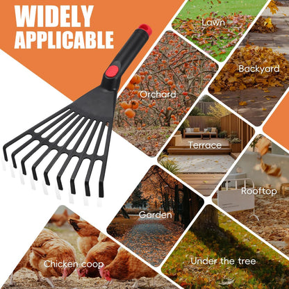 2-Pack Small Hand Rakes - Lightweight Plastic Garden Rakes for Raised Garden Bed, Leaves, Lawns & Tight Spaces, Easy-Grip Ergonomic Handle (No Rust/Bend)