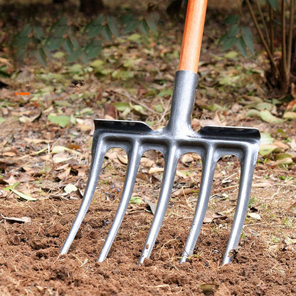 Digging Fork High Carbon Steel Garden Fork Anti Breakage Garden Digging Spading Fork for Farms Ranches (5 Tine)