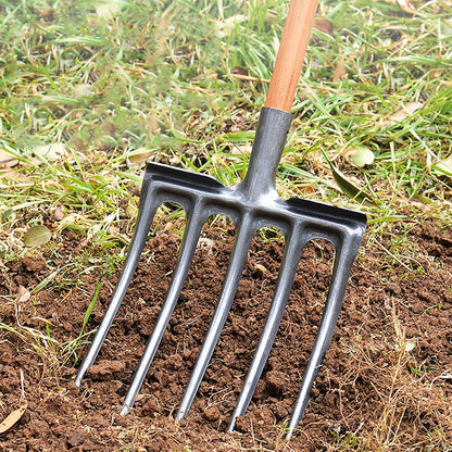 Digging Fork High Carbon Steel Garden Fork Anti Breakage Garden Digging Spading Fork for Farms Ranches (5 Tine)